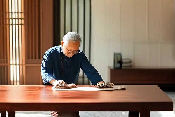 專業人員示范大果紫檀家具保養過程