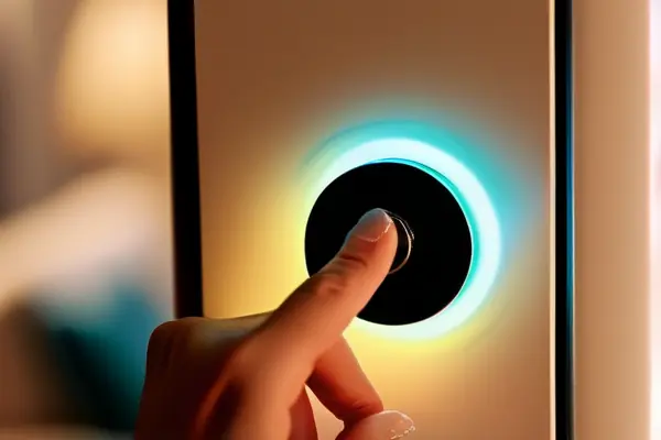 手指按壓家用電器按鈕開關的特寫