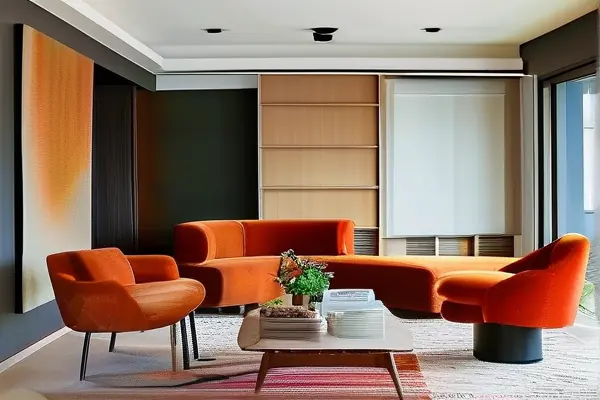 現代與復古混搭風格的客廳展示