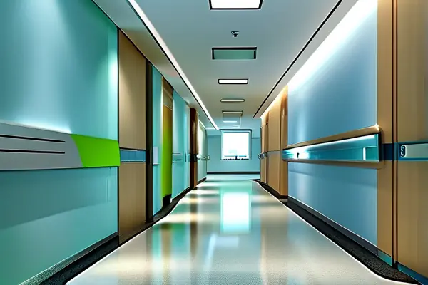 現代醫院走廊裝修效果展示