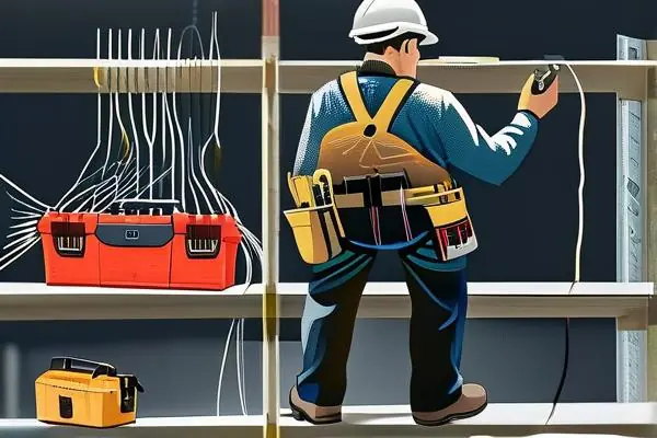 電工正在進行新房水電布線施工
