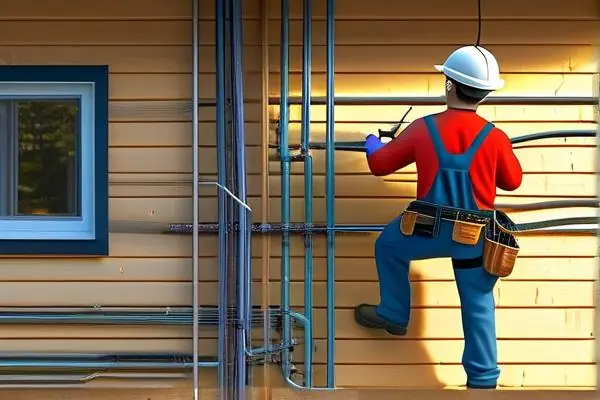 揚州家裝團隊正在進行水電暖綜合施工