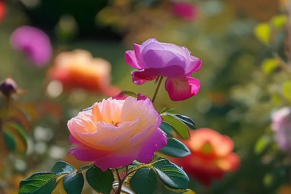 盛開著多種花卉的私家花園