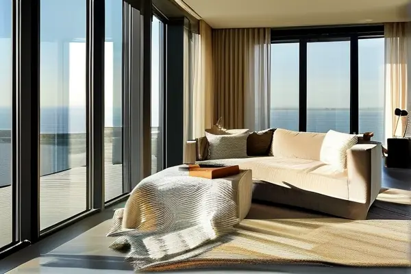 現代家居客廳布藝窗簾效果圖