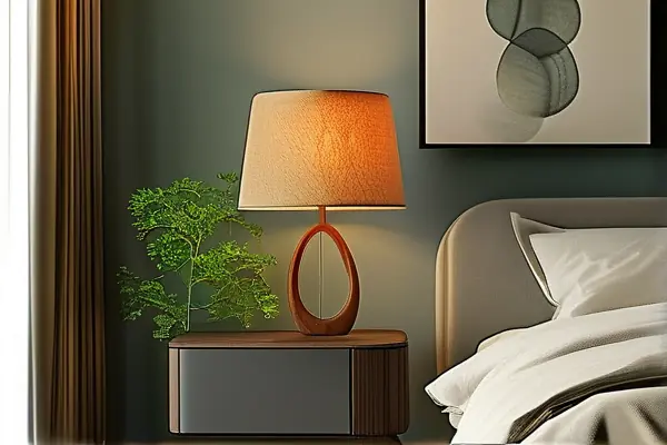 布藝燈罩床頭臺燈實景效果圖