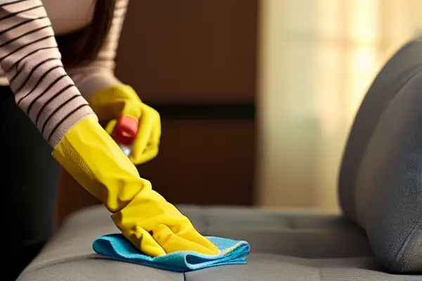 專業(yè)清洗布藝沙發(fā)過程實(shí)拍