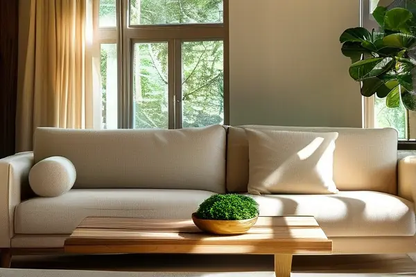 現代客廳米色布藝沙發