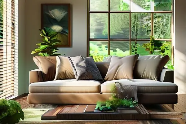 現代風格客廳中的布藝沙發展示