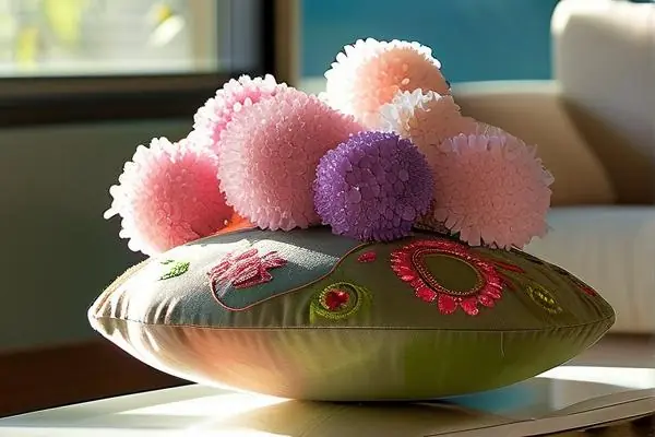 色彩繽紛的布藝繡球裝飾現代客廳