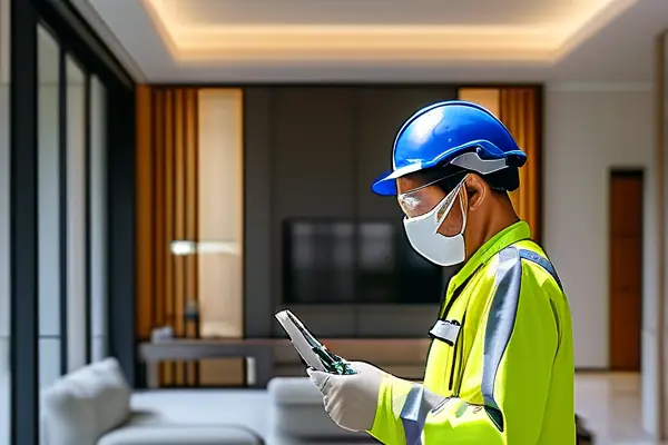 專業環保檢測人員正在室內進行檢測