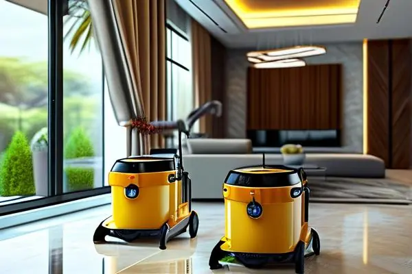 專業別墅裝修保潔團隊在豪華別墅中進行清潔工作