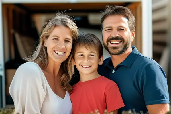 一家人喬遷新居的歡樂場景