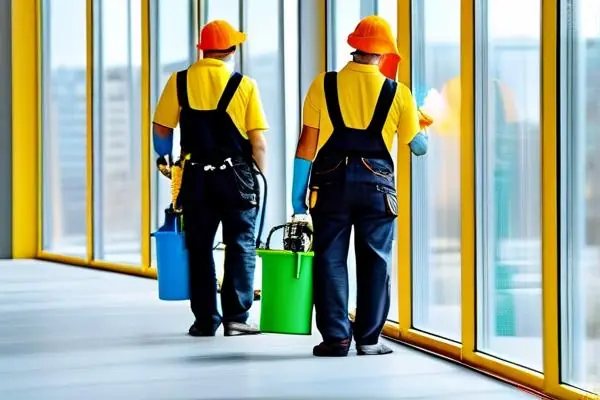 專業保潔團隊在新房進行開荒保潔