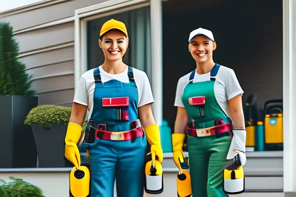 專業保潔團隊在新裝修房屋中進行清潔工作