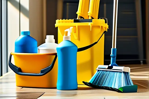 專業裝修保潔團隊在新房中進行細致清潔工作