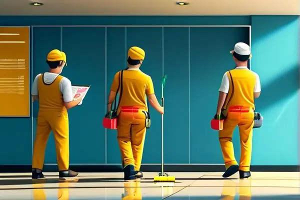 裝修保潔團隊在新房進行專業清潔工作