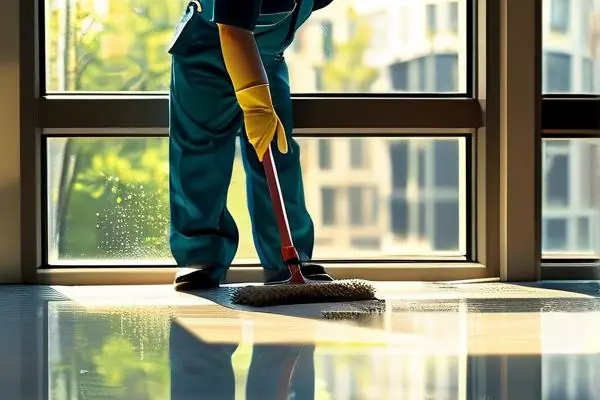 專業保潔人員在進行日常保潔服務
