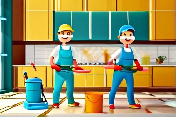 專業保潔團隊在新裝修房屋中進行全面清潔工作