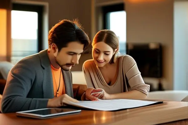 業主與裝修公司核對合同重點條款場景