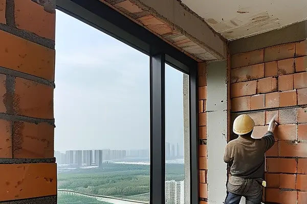 揚州陽臺砌墻封窗施工現場圖