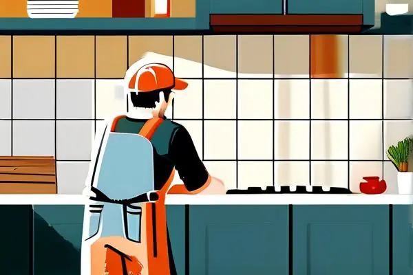 裝修師傅為瓷磚做美縫的實景圖