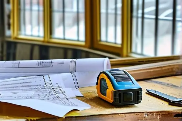 工程師正在測量酒店墻體厚度并記錄拆改數據