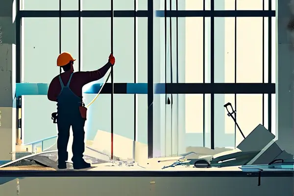 工人測量室內拆改墻面