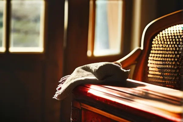 老人細心保養紅木舊家具