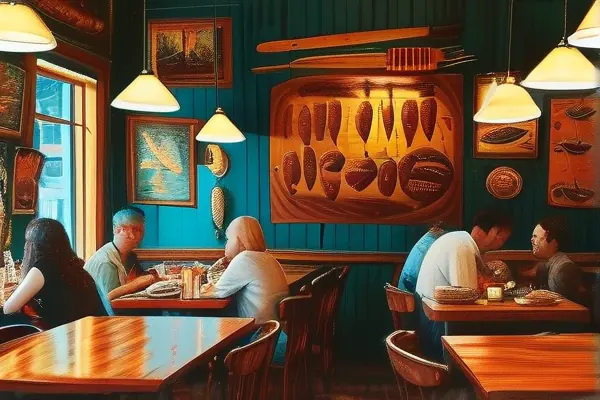 燒烤店內部裝飾與顧客用餐場景