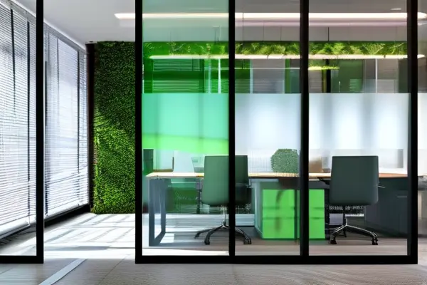現代辦公室玻璃隔斷實景應用展示