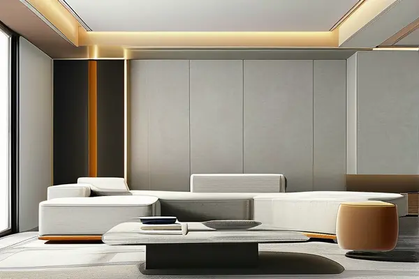 現(xiàn)代簡約風(fēng)格客廳石膏線裝飾效果圖