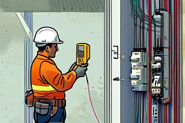 揚(yáng)州家裝電工師傅正在進(jìn)行電路驗(yàn)收檢測(cè)