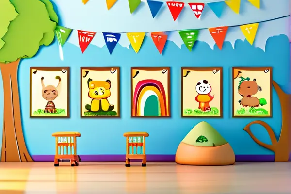 幼兒園教室后墻紙展示