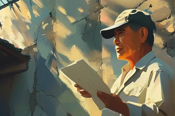 業(yè)主與工作人員討論房屋評估單