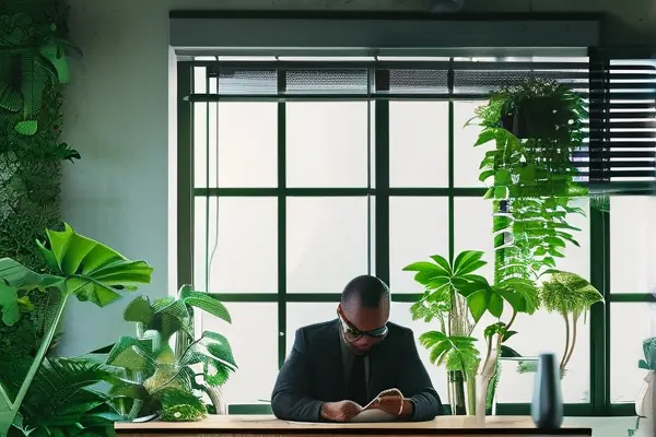 技術人員使用甲醛檢測儀在辦公區作業