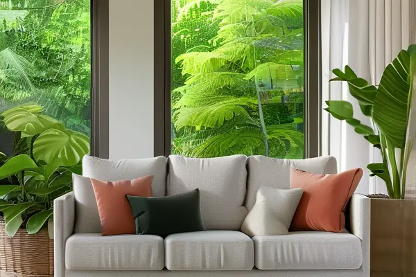 甲醛檢測師使用儀器在客廳測量空氣質量