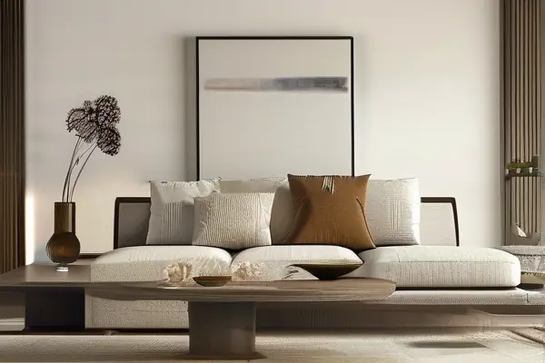 4萬預(yù)算裝修的現(xiàn)代客廳展示，中性色調(diào)與智能儲物方案