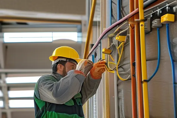 業主與施工人員正在仔細檢查裝修細節
