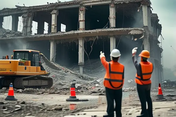 專業(yè)團隊進行廠房結構拆除作業(yè)現(xiàn)場