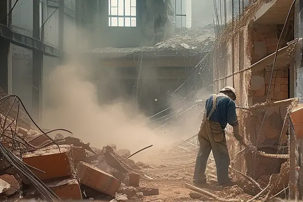 室內(nèi)墻體拆除施工現(xiàn)場(chǎng)