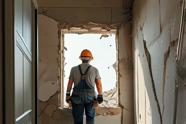 專業拆除團隊進行室內墻體拆除