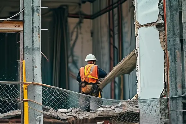 專業團隊進行房屋結構拆除作業現場