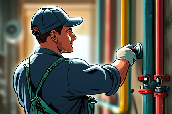 專業(yè)水管清洗師傅在現(xiàn)代家庭環(huán)境中檢查水管