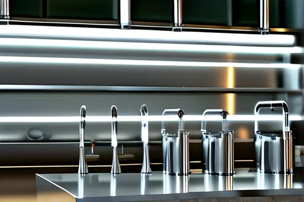 現代廚房不銹鋼水管安裝效果圖