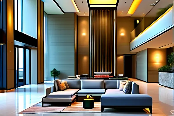 現(xiàn)代化賓館大堂裝修效果展示