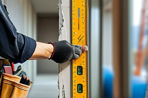 裝修工人測量墻面