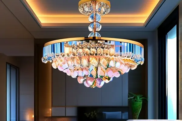 現(xiàn)代客廳水晶吊燈照明效果