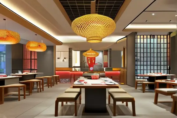 現代風格火鍋店內部裝修效果展示