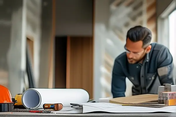 設(shè)計(jì)師在施工現(xiàn)場(chǎng)指導(dǎo)裝修工作